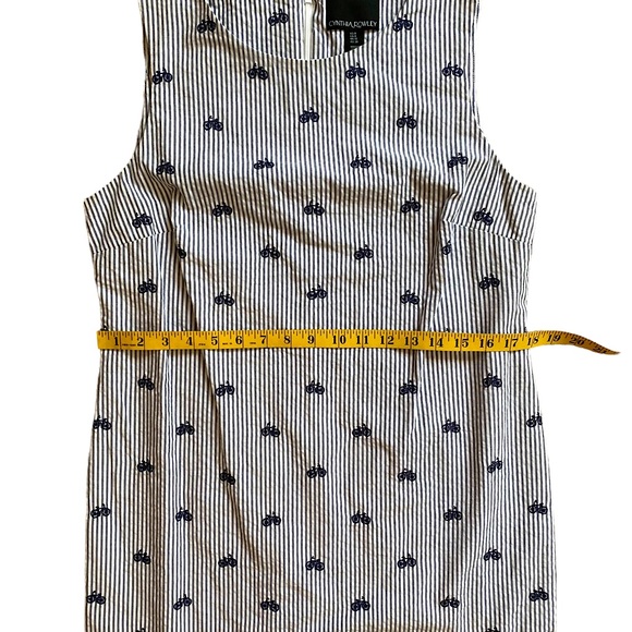 CYNTHIA ROWLEY  | BICYCLE & STRIPES SLEEVELESS SHIFT DRESS  SZ 8 - Picture 12 of 16